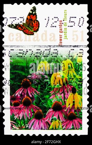 MOSCA, RUSSIA - 22 DICEMBRE 2020: Francobollo stampato in Canada mostra Flower Garden, Butterfly, Gardens serie, circa 2006 Foto Stock