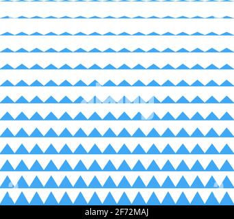 Set di contorni senza giunture vettoriali a zigzag. Grafica di nuovi elementi di design moderno . Illustrazione Vettoriale