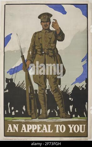 Un poster vintage di reclutamento della prima guerra mondiale Foto Stock