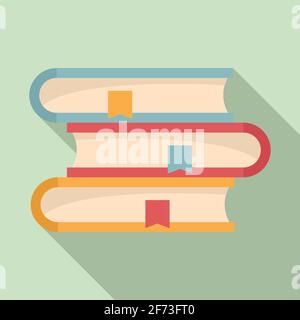 Icona di uno stack di libri linguistici, stile piatto Illustrazione Vettoriale
