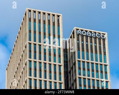 La Robeco Head Office Rotterdam - Robeco è un olandese Servizi Finanziari società specializzata nella gestione patrimoniale, fondata 1929 è di proprietà di Orix Giappone Foto Stock