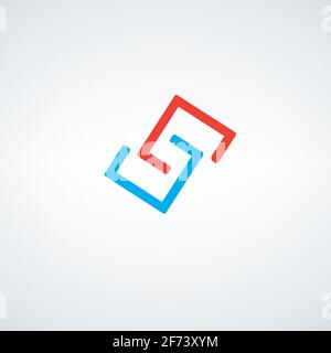 Logo aziendale Infinity quadrato astratto. Disegno di logotipo vettoriale. Blocchi di costruzione. Illustrazione vettoriale stock isolata su sfondo bianco. Illustrazione Vettoriale