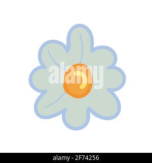 Blu camomilla fiore disegnata a mano stile vettore Illustrazione Vettoriale