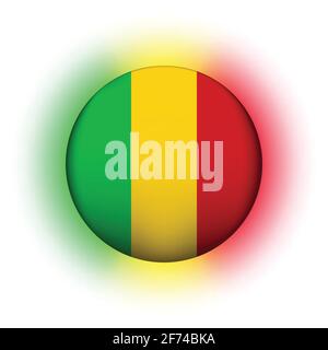 Palla di vetro con bandiera di Mali. Sfera rotonda, icona modello. Simbolo nazionale. Palla realistica lucida, illustrazione vettoriale astratta 3D evidenziata Illustrazione Vettoriale