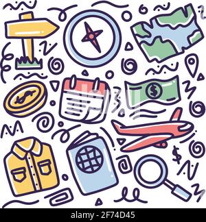 doodle set di disegni a mano vacanze Illustrazione Vettoriale