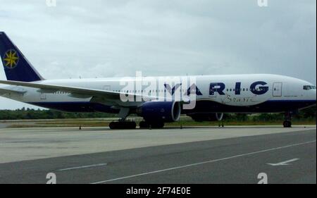 salvador, bahia / brasile - 2 agosto 2005: Modello di aeromobile Boeing 777 della società Varig Linhas Aereas è visto nel cantiere dell'aeroporto di Salvador Foto Stock