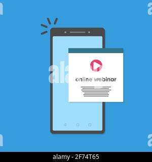 Webinar online sul concetto di smartphone. eps vettoriale 10 Illustrazione Vettoriale