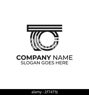 Ispirazione per il design del logo del nome della lettera TC, modello vettoriale del logo monogramma T e C. Illustrazione Vettoriale