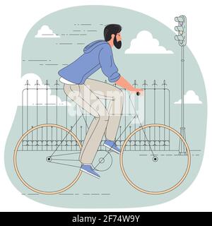 Un ragazzo alla moda in bicicletta Illustrazione Vettoriale