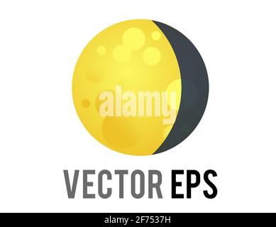 L'icona a forma di luna piena di giallo dorato del vettore isolato con sottile mezzaluna scura sul lato destro Illustrazione Vettoriale