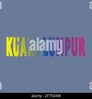 Kuala lumpur citazioni vettoriali calligrafia città con palme Illustrazione Vettoriale