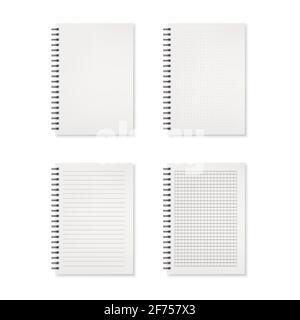 Set di notebook realistici isolati su sfondo bianco. Illustrazione vettoriale Illustrazione Vettoriale