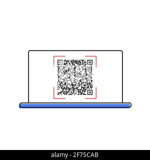 Icone e tecniche aziendali - codici QR su notebook Illustrazione Vettoriale