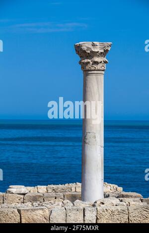 Ucraina, Crimea, Sevastopol, Città Antica di Khersoness, rovine di teatro antico Foto Stock