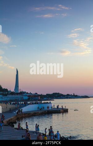 Ucraina, Crimea, Sebastopoli, colonna Eagle - Monumento alle navi passeggere Foto Stock