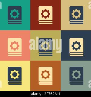 Icona del manuale dell'utente isolata su sfondo a colori. Manuale dell'utente. Cartello di istruzioni. Leggere prima dell'uso. Disegno di stile vintage. Illustrazione Vettoriale