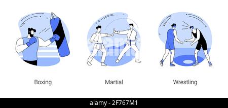 Illustrazioni vettoriali astratte del concetto di sport di combattimento. Illustrazione Vettoriale