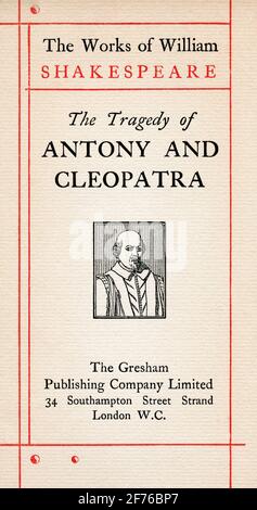 La pagina del titolo di The Shakespeare gioca Antony e Cleopatra. Dalle opere di William Shakespeare, pubblicato intorno al 1900 Foto Stock