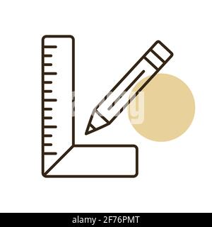 Simbolo del riquadro del carpentiere e del vettore a matita. Costruzione, riparazione e costruzione. Simbolo grafico per il design del sito Web, il logo, l'app, l'interfaccia utente Illustrazione Vettoriale
