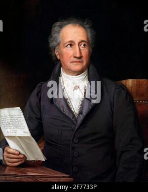 Goethe. Ritratto dello scrittore tedesco Johann Wolfgang von Goethe (1749-1832) di Joseph Karl Stieler, olio su tela, 1828. Foto Stock