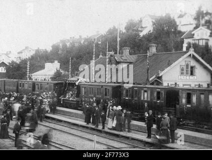 La polvere di John Ericsson alla stazione di Gnesta, strada da Stoccolma a Filipstad. Foto Stock
