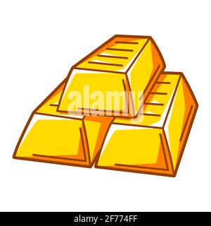 Immagine della pila di barre dorate. Icona del settore bancario e finanziario. Illustrazione Vettoriale