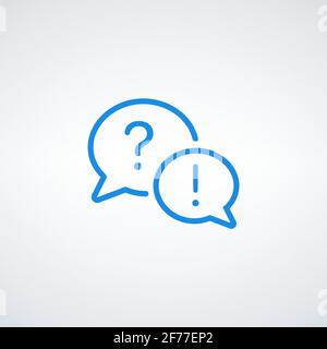 Punto esclamativo e punto interrogativo, domande e risposte. Simbolo di discussione delle informazioni. Illustrazione Vettoriale