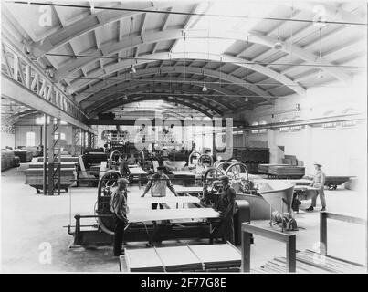 Fabbrica di legno compensato, società leggera a responsabilità limitata. Edificazione di AB con strutture in legno, Töreboda. Foto Stock