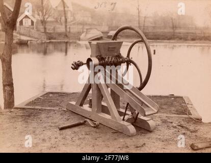 Macchina fabbricata presso la fonderia e l'officina meccanica Lyyby. Foto Stock