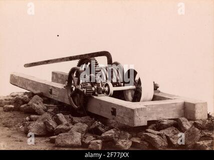 Macchina fabbricata presso la fonderia e l'officina meccanica Lyyby. Foto Stock