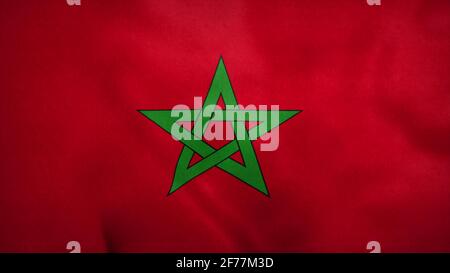 Bandiera nazionale del Marocco che soffia nel vento. rendering 3d Foto Stock