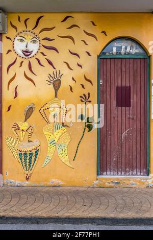 Francia, Caraibi, Antille francesi, Guadalupa, Isola di la Désirade, Casa creola a Grande Anse Foto Stock