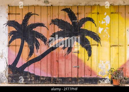 Francia, Caraibi, Antille francesi, Guadalupa, Isola di la Désirade, Casa creola a Grande Anse Foto Stock