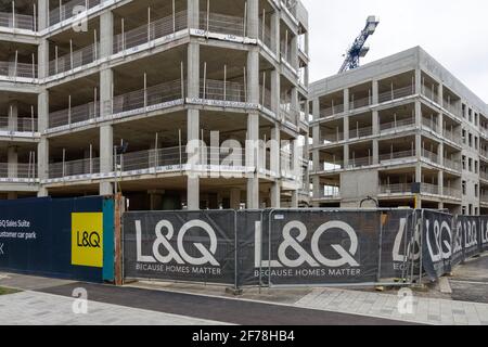 Costruzione di nuovi blocchi di appartamenti a Barking Riverside, Londra Inghilterra Regno Unito Foto Stock