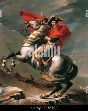 Bonaparte che attraversa il Grand-Saint-Bernard è un ritratto equestre di Napoleone Bonaparte poi primo Console, prodotto da Jacques-Louis David tra Foto Stock