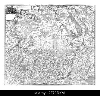 Mappa di Brabante e Limburgo, incisione vintage. Foto Stock