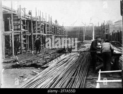 Costruttore: Impresa di costruzioni Contraente, Stoccolma. Lavori di costruzione della fabbrica. Foto Stock