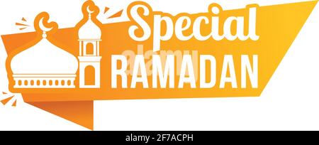 Etichetta speciale ramadan o etichetta adesiva in occasione del Ramadan Illustrazione vettoriale del banner Web di Kareem e Eid Illustrazione Vettoriale