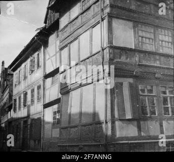 Immagine di Skiopticon con motivi di casa sconosciuta a graticcio in Hildesheim.l'immagine è stata conservata in cartone etichettato: Hildesheim. La serie E. Foto Stock