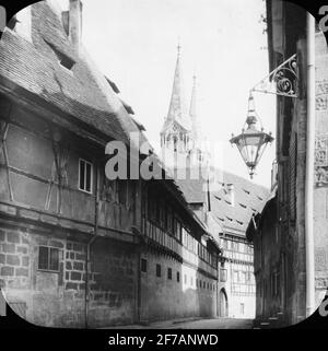 Monitor Skioptic con motivi stradali dalla vicinanza di Domplatz a Bamberga. Foto Stock