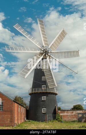 Mulino a vento a Heckington, Lincolnshire, Inghilterra Foto Stock