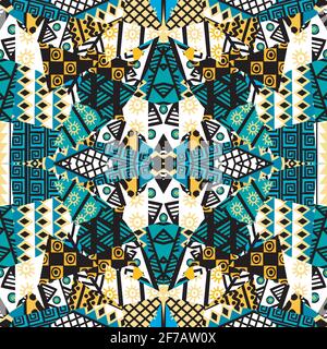 Patchwork mosaico con africani motivi etnici Illustrazione Vettoriale