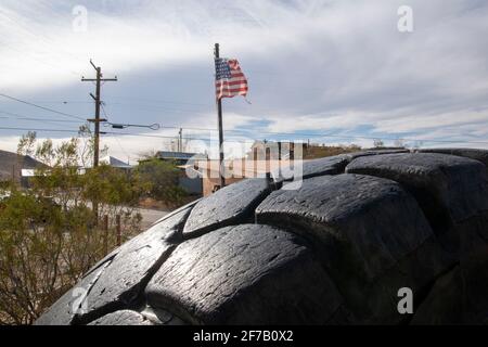 Randsburg è un'antica città mineraria della contea di Kern, California, Stati Uniti, che ad un certo punto ha spostato milioni di dollari di oro minerale. Foto Stock