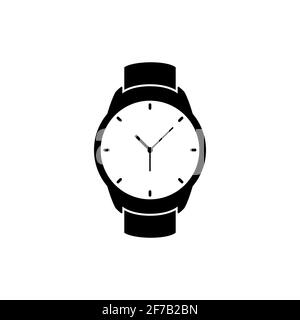 Icona dell'orologio da polso vettoriale. Orologio da polso orologio a mano illustrazione per gli uomini. Orologio svizzero piatto Illustrazione Vettoriale
