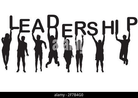 Il concetto di Leadership con persone sagome azienda lettere con la leadership di parola Illustrazione Vettoriale