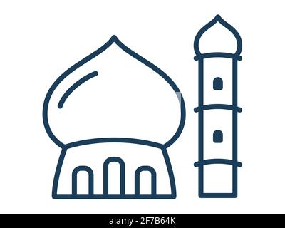 la cupola della moschea prega musulmana singola icona isolata con stile di contorno illustrazione vettoriale Foto Stock