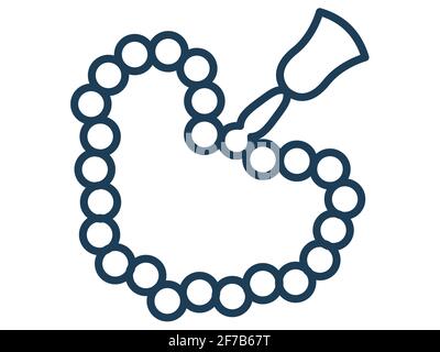 perle di preghiera ramadan musulmano singola icona isolata con stile di contorno illustrazione vettoriale Foto Stock