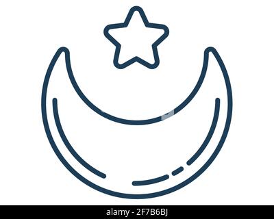 luna ramadan islam musulmano singola icona isolata con stile contorno illustrazione vettoriale Foto Stock