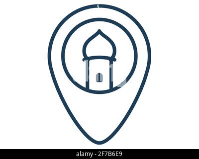 posizione moschea preghiera singola icona isolata con vettore di stile contorno illustrazione Foto Stock