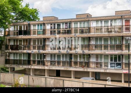 London Prospect appartamenti negli anni '60 e '70 Central Hill Estate a Crystal Palace, Lambeth nel sud di Londra. Foto Stock